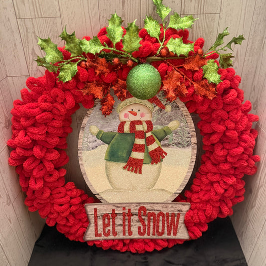 Let it Snow Red Snowman Wreath